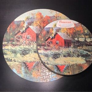 Interlocking Puzzle Vintage Full Circle Somerset Milton Bradley Brookside Mill
